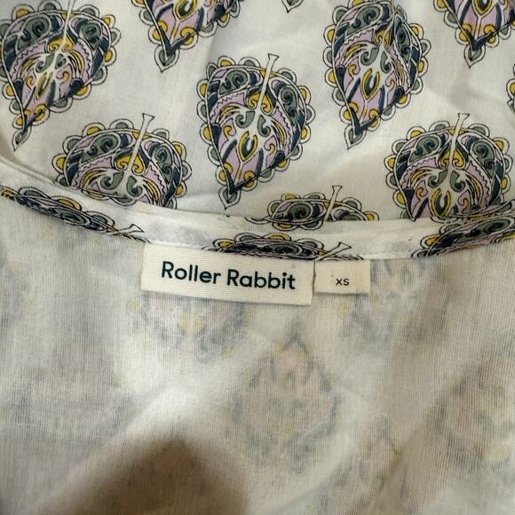 Roller Rabbit Printed Wrap Dress Midi Boho Lightweight Blue White Womens Size XS - Picture 5 of 9